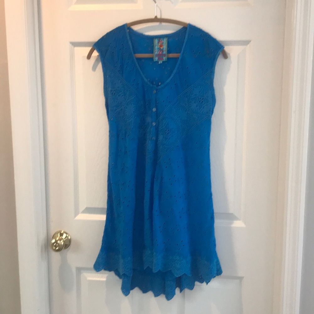 Johnny Was Turquoise Eyelet Tunic